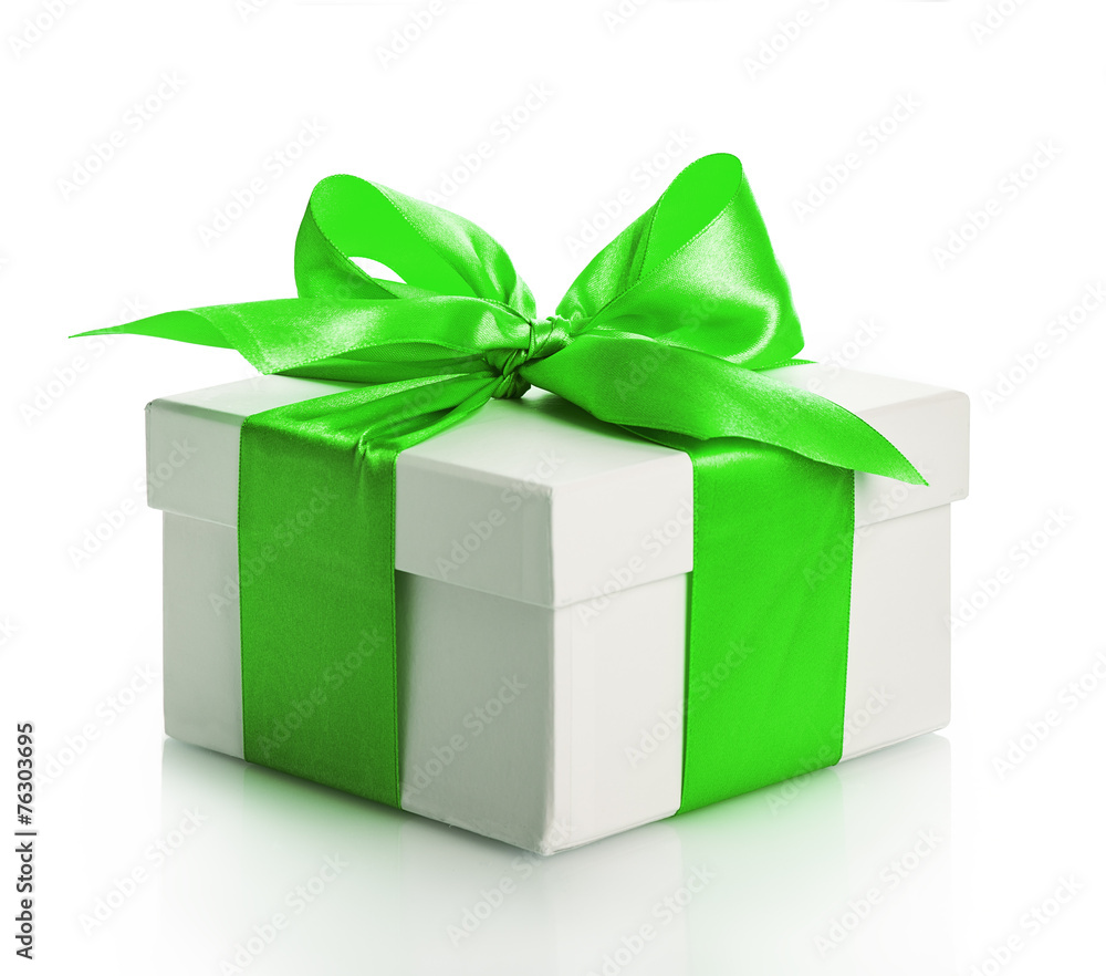 Obraz premium green gift box bow