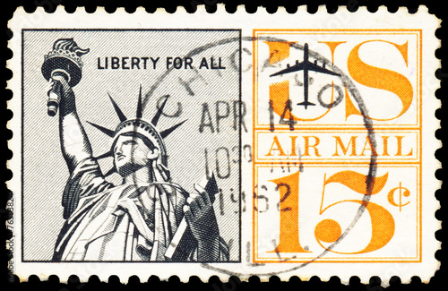 Stamp printed in United States shows Statue of Liberty