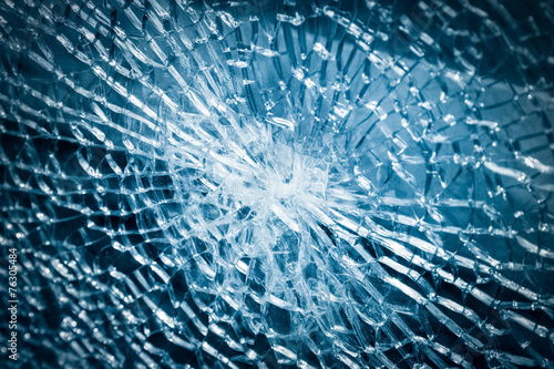 broken tempered glass closeup
