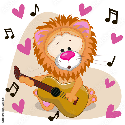 Fototapeta Naklejka Na Ścianę i Meble -  Lion with guitar