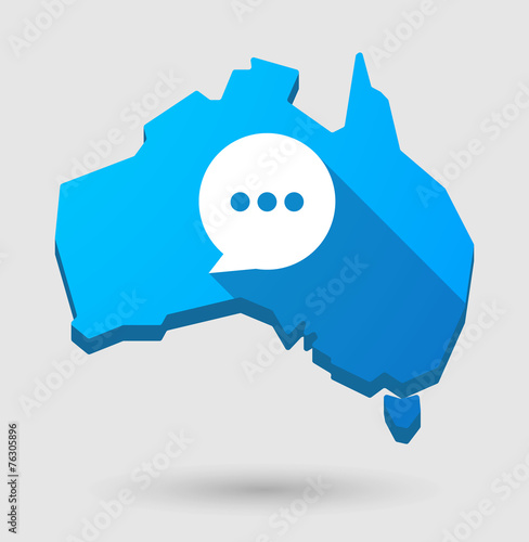 Long shadow Australia map icon with a comic balloon