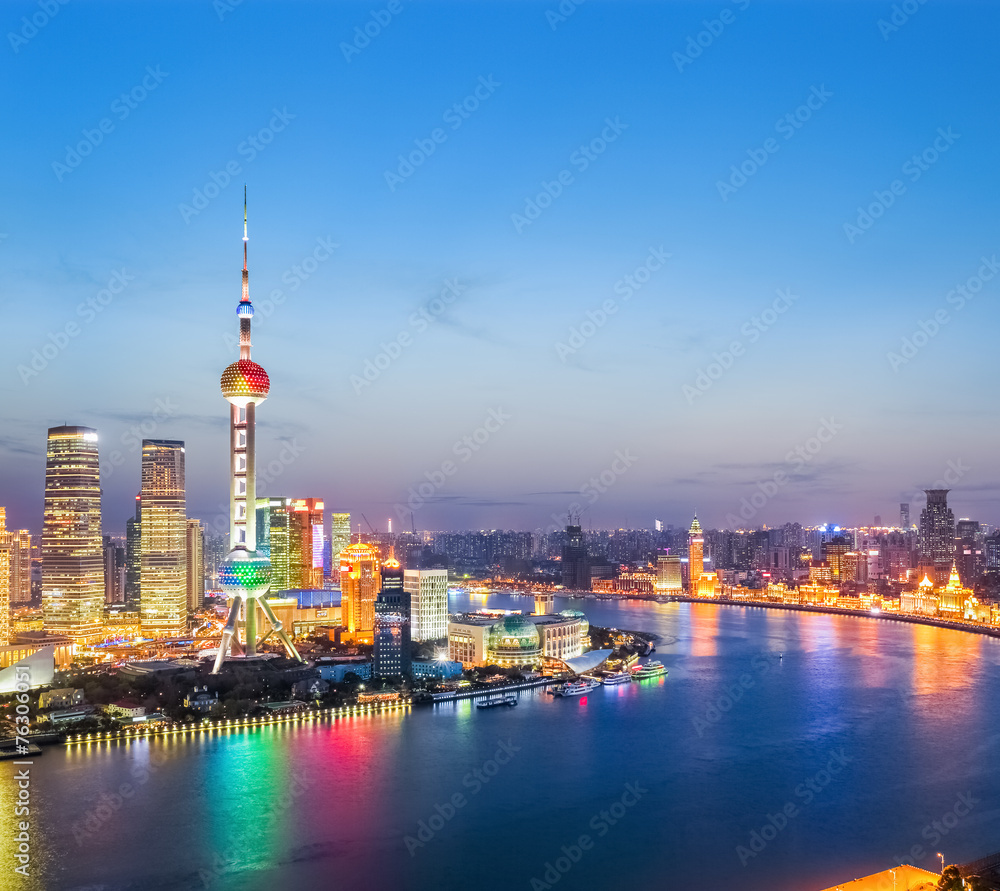 beautiful shanghai in the evening