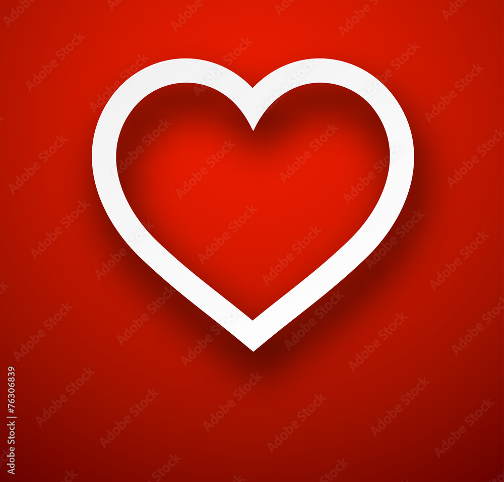 Paper heart over red. Paper heart over red.