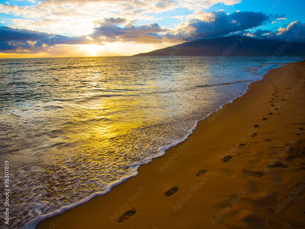 Kihei Sunset and Beach Footprints