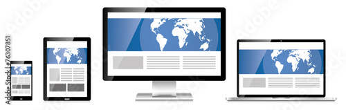 Responsive Webdesign Design Smartphone Tablet PC Weltkarte