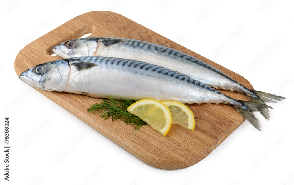 mackerel fish on wooden plate isolated mackerel fish on wooden plate isolated