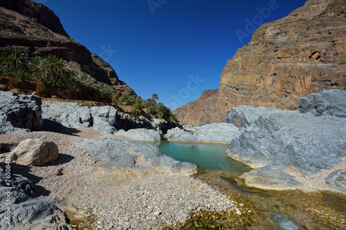 Natural pool between the mountains of Oman