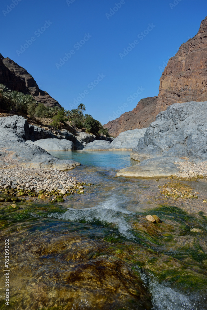 Natural pool between the mountains in Oman