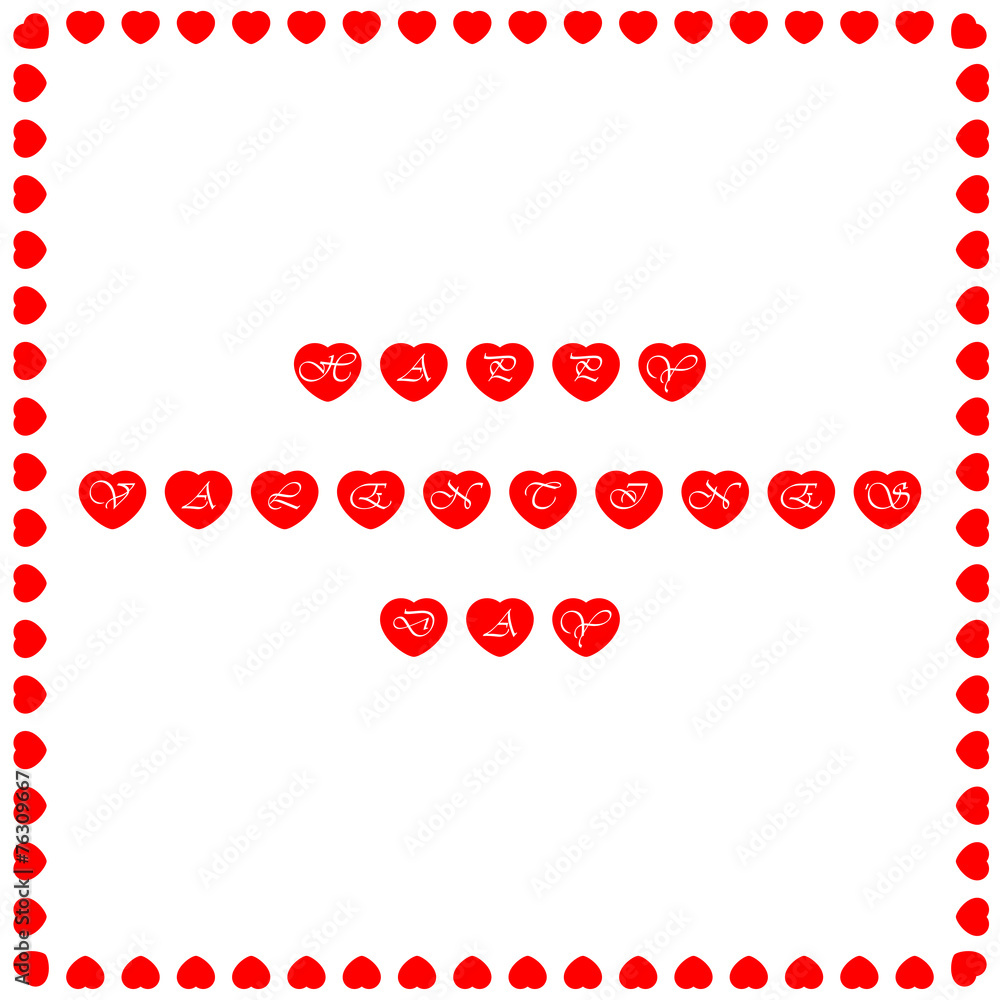 Valentine's card with wishes written on hearts Valentine's card with wishes written on hearts