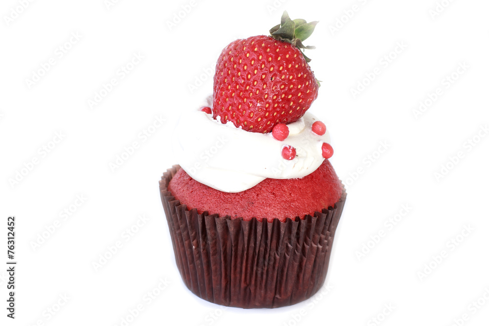 Cupcake with strawberry - Stock Image