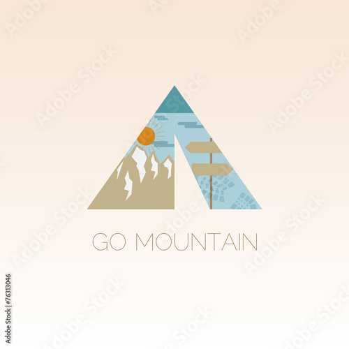 Mountain camp logo design template. Adventure symbol vector 