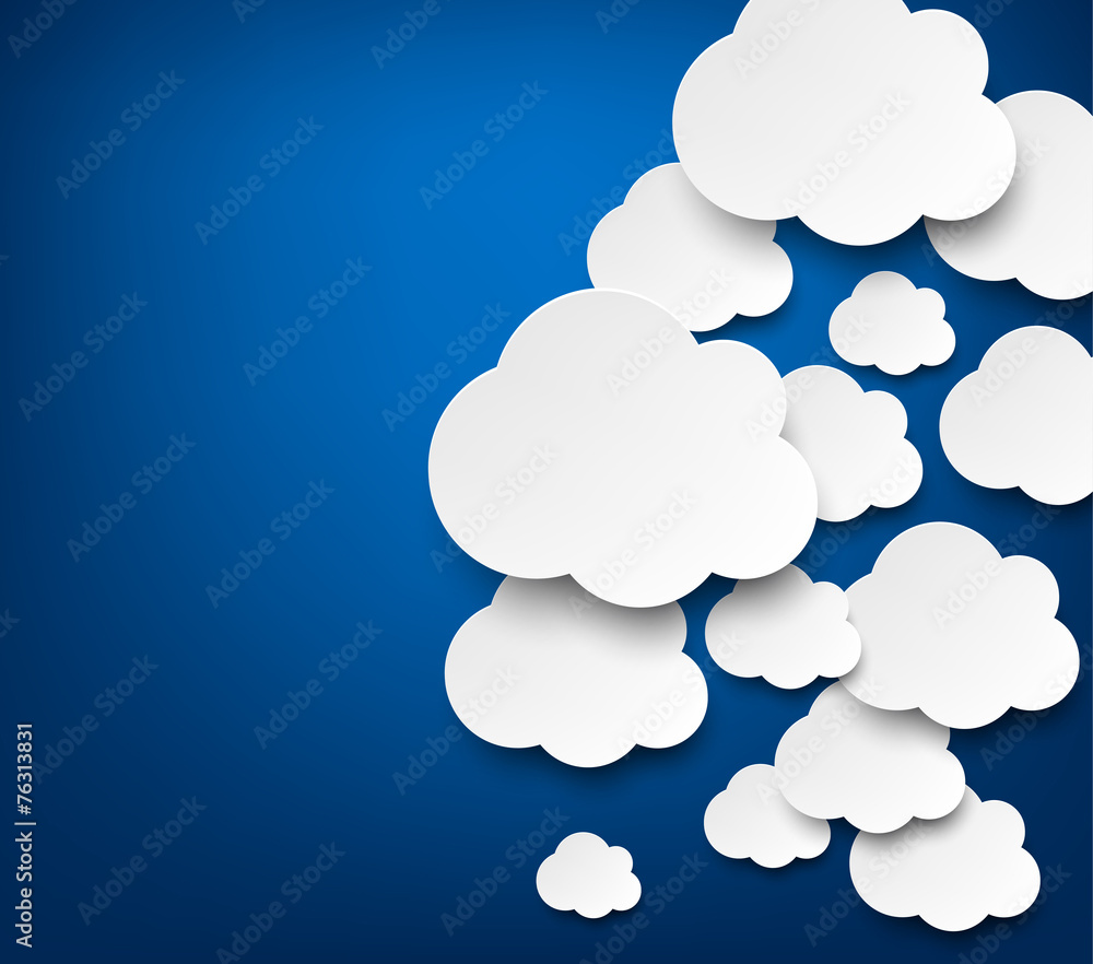 Paper white clouds on blue. Paper white clouds on blue.