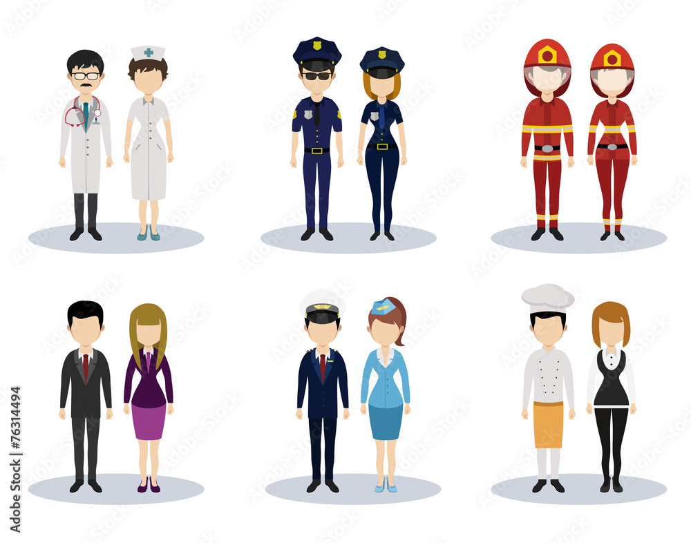 Male and female professional character vector set Male and female professional character vector set