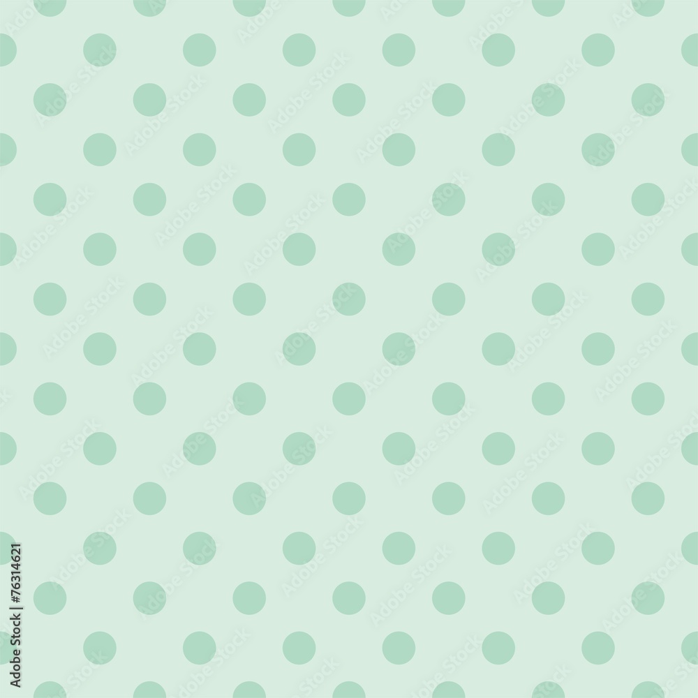 Tile vector pattern with polka dots on mint green background