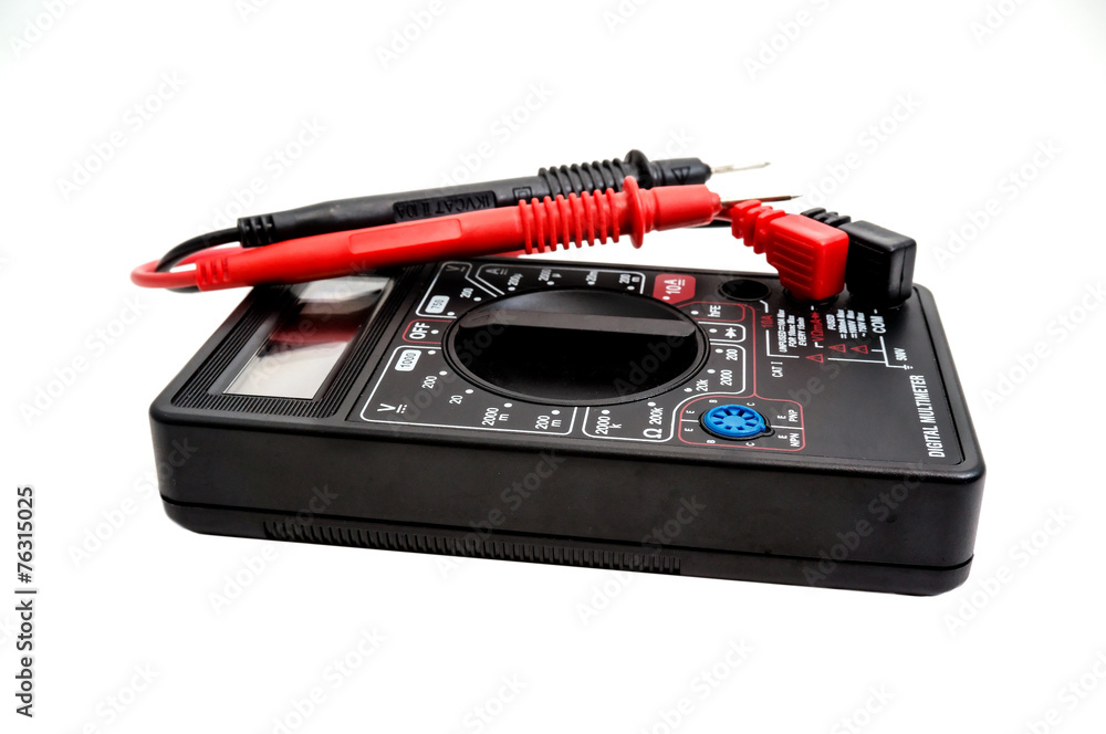 Digital multimeter on white background Digital multimeter on white background