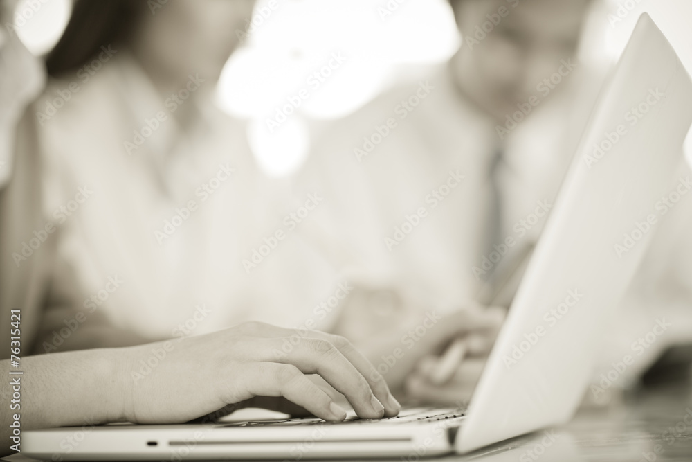 Fototapeta premium Business people discussing the charts and graphs showing the res