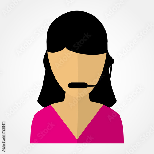 employee call center girl with headphones