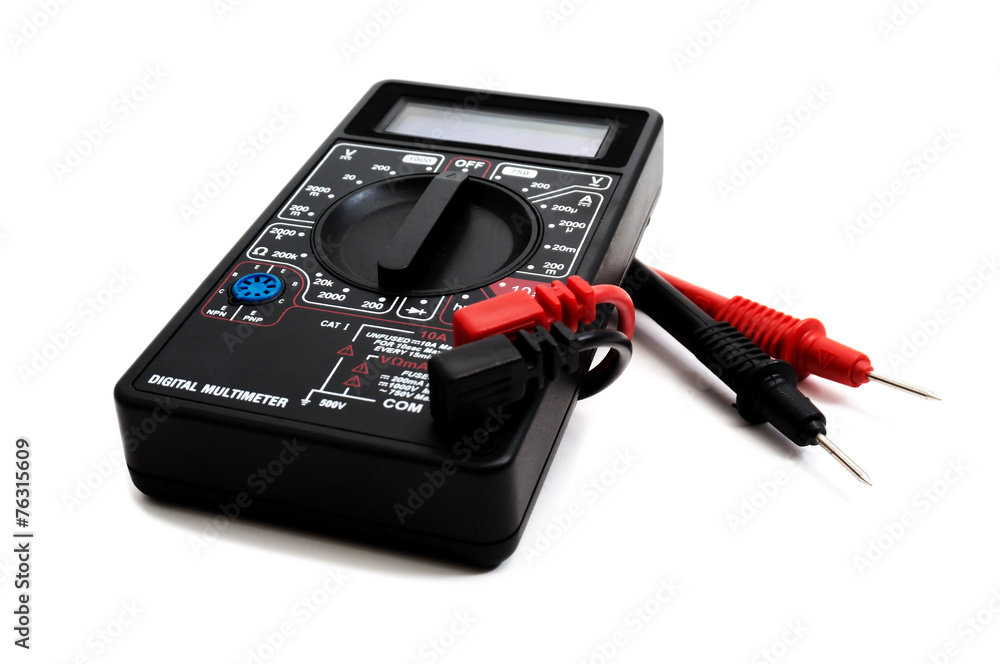 Digital multimeter on white background Digital multimeter on white background