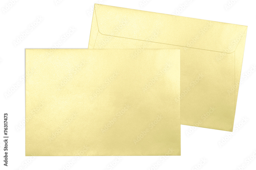 Gold envelopes C5 format isolated on white background