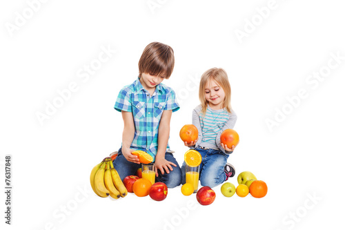 Children and there are a lot of fruit