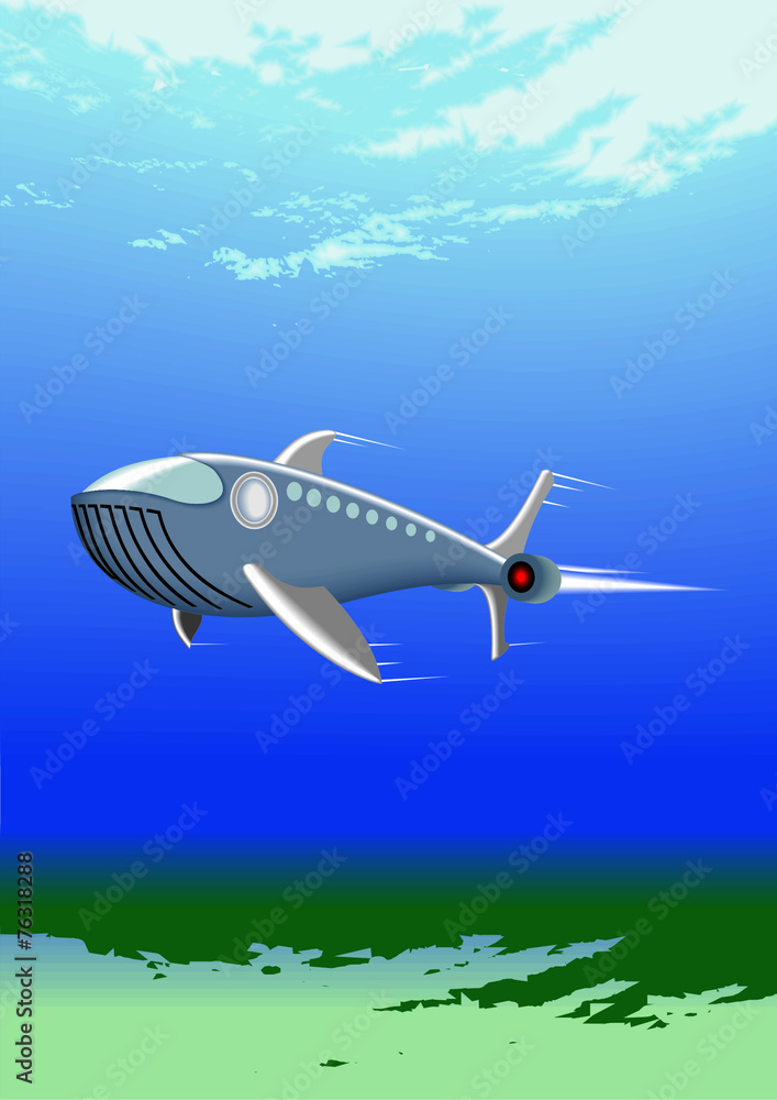 Fototapeta premium underwater with submarine