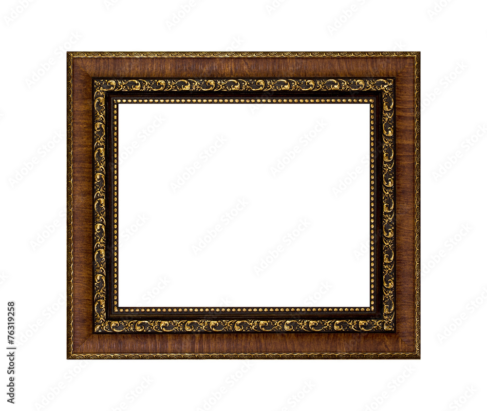 Fototapeta premium Gold frame isolated on white background