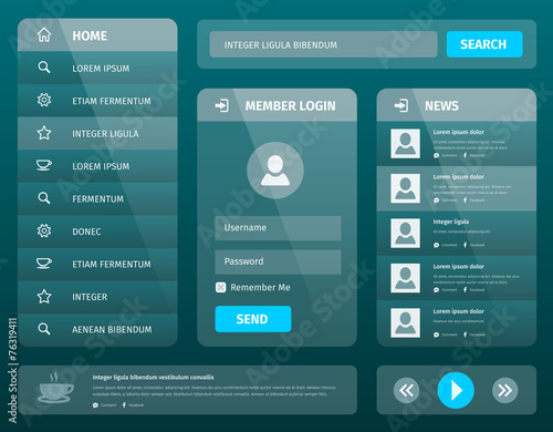 vector mobile UI template design with login