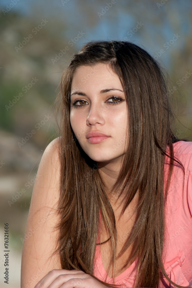Fototapeta premium Young female in casual wear in nature
