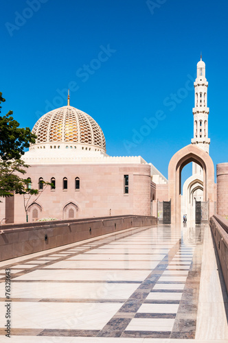 Main entrance for men Sultan Qaboos Mosque, Muscat, Oman photo