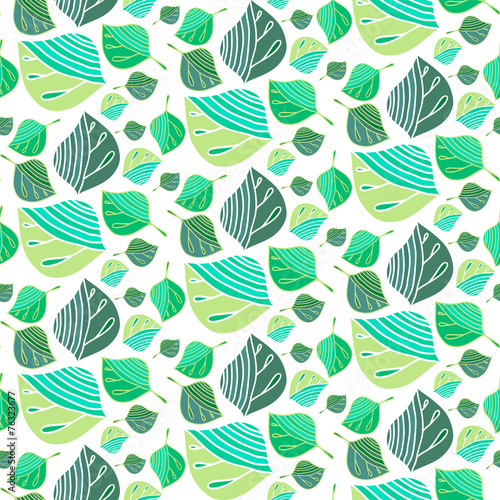 Leaves spring seamless pattern. Abstract vector background