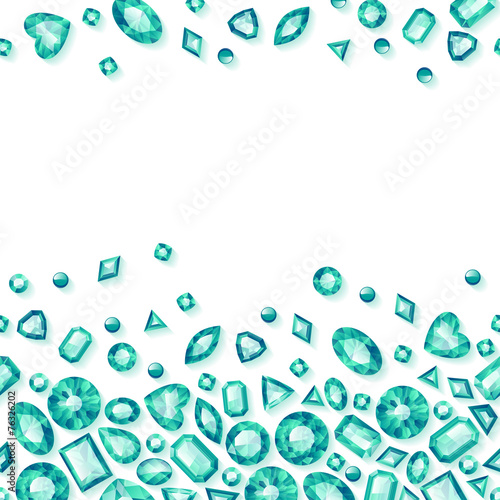 Green jewels seamless horizontal background.