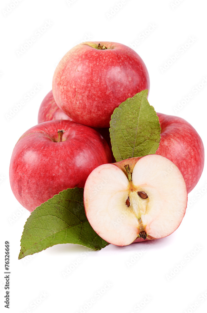 Red fresh apples isolated on white background Red fresh apples isolated on white background