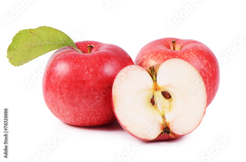 Red fresh apples isolated on white background