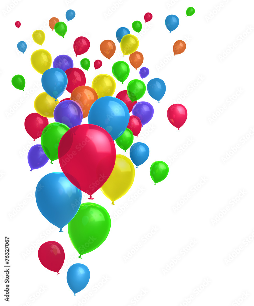 Fliegende bunte Luftballons Hochformat Stock Illustration | Adobe Stock