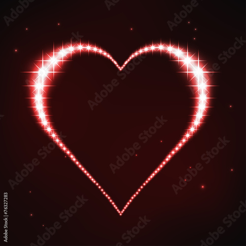 Stylized red regular heart in style of star constellation