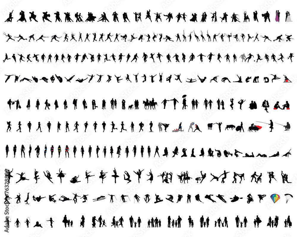 Fototapeta premium Black silhouettes of people, vector