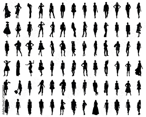 Black silhouettes of fashion, vector