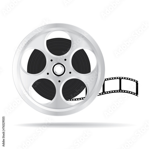 Realistic reel of film. Illustration on white background