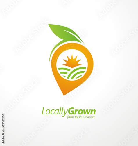 Locally grown food from local farmers vector label template