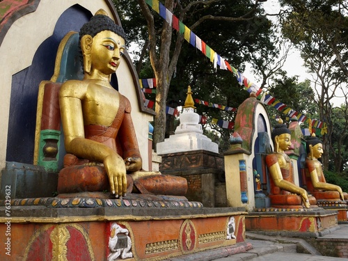  Buddha statue at Swayambhunath stupa monkey Temple in Kathman photo