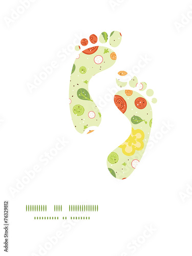 Vector fresh salad footprints silhouettes pattern frame