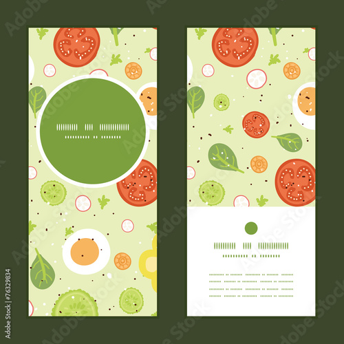Vector fresh salad vertical round frame pattern invitation