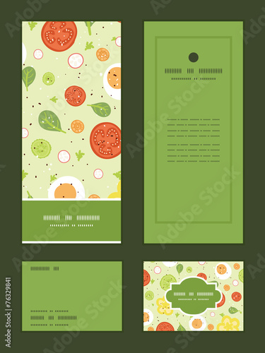 Vector fresh salad vertical frame pattern invitation greeting,