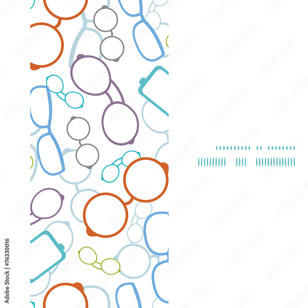 Fototapeta premium Vector colorful glasses vertical frame seamless pattern