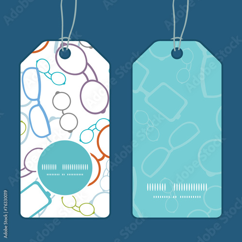 Vector colorful glasses vertical round frame pattern tags set