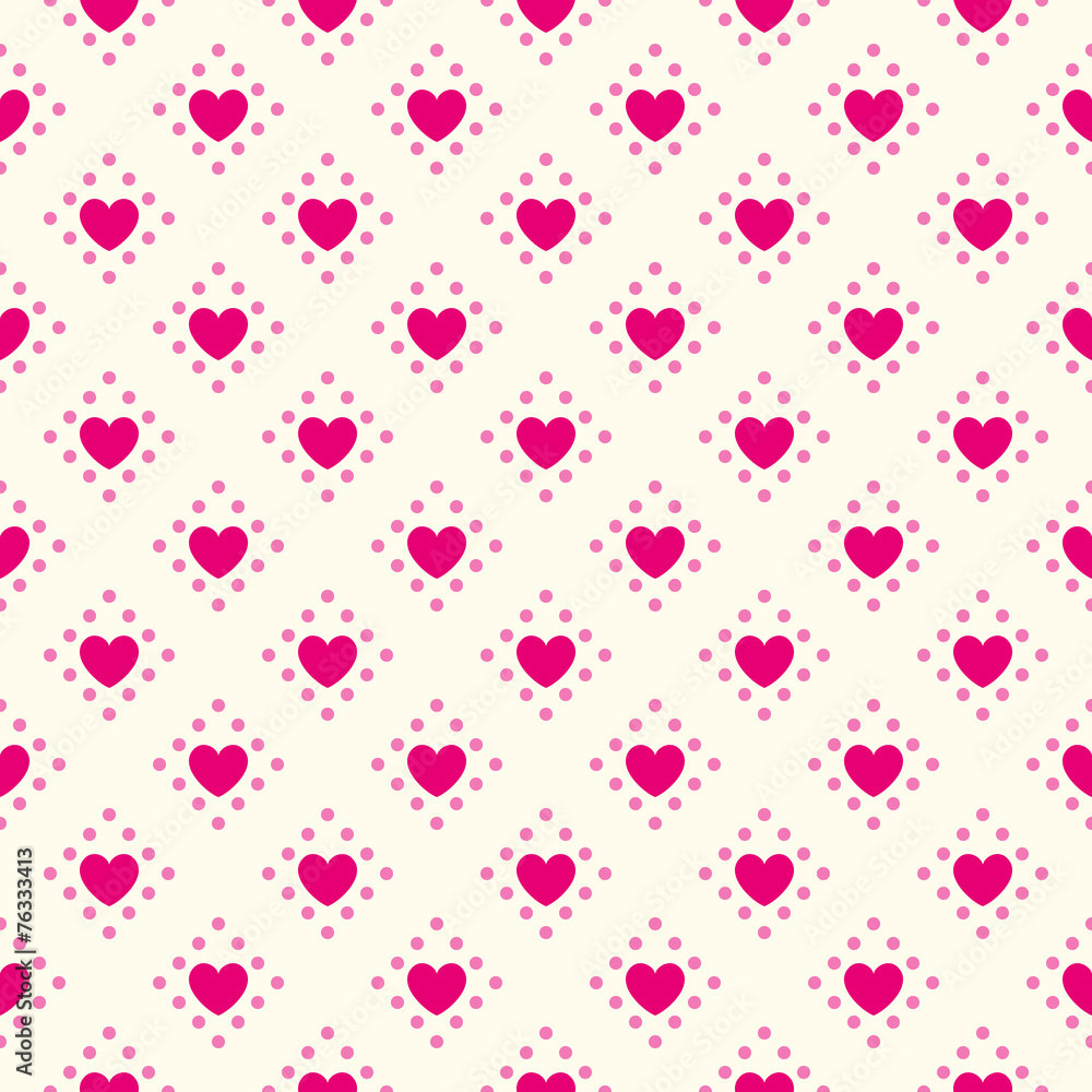 Heart shape vector seamless pattern. Pink and white colors Heart shape vector seamless pattern. Pink and white colors