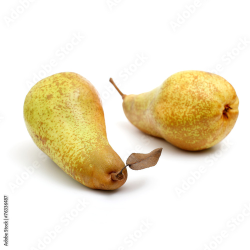 Two pear Abate Fetel with leaf photo