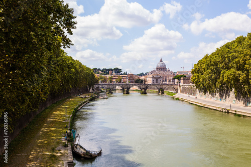 bridge over Tiber river in Rome, Italy