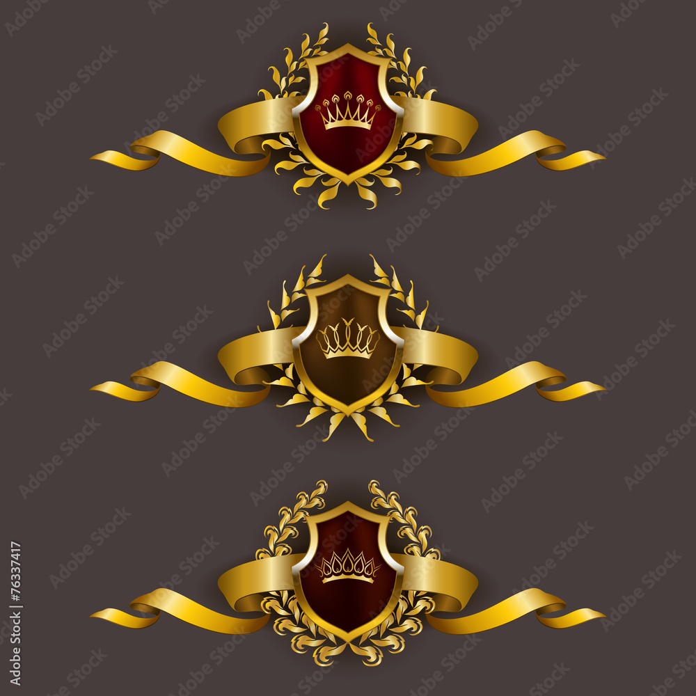Golden shields with laurel wreath