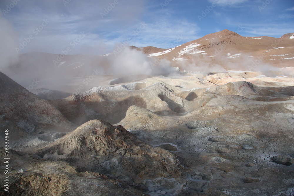 Sulphuric acid pools in Altiplano of Bolivia